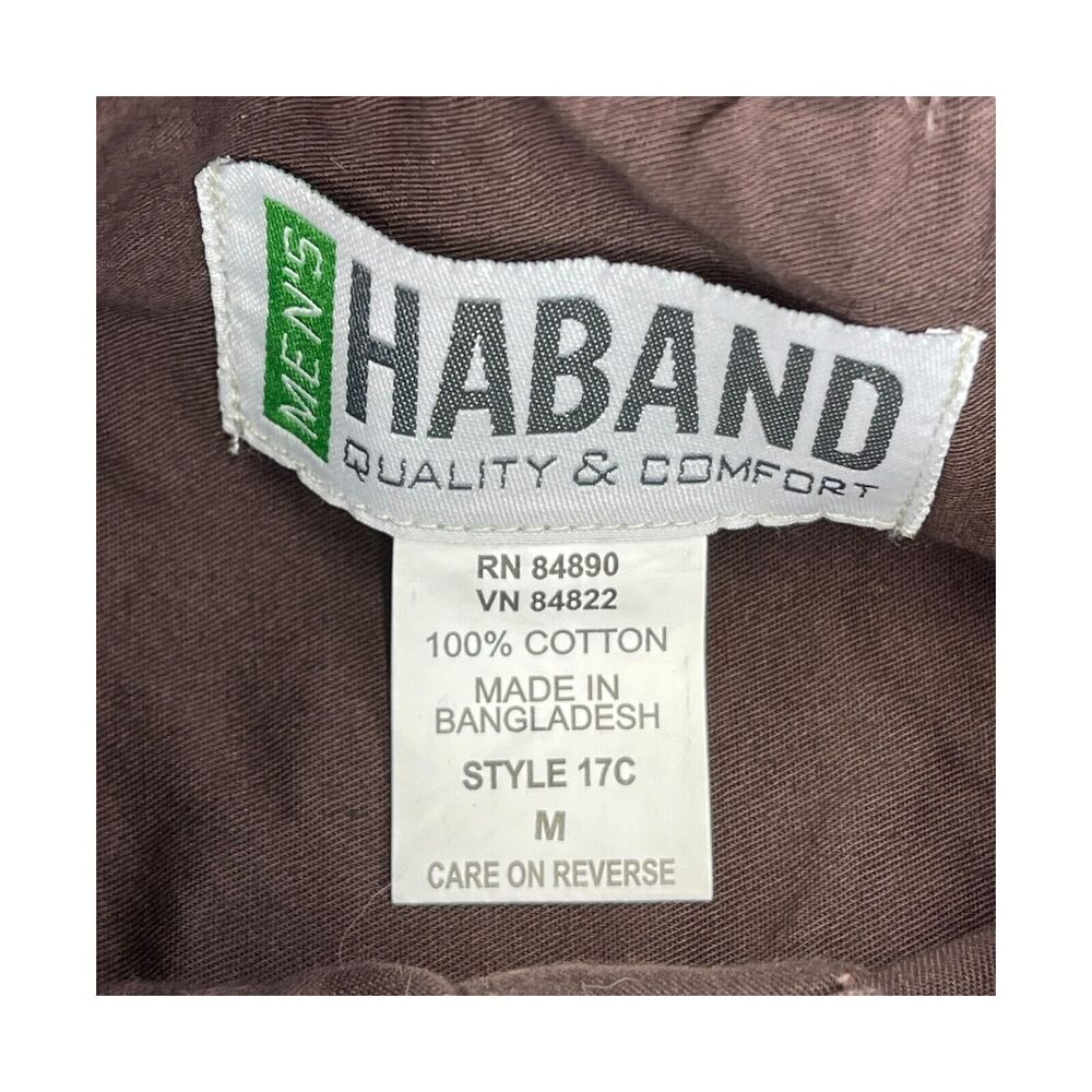 Haband Shirt Men Medium Brown 100% Cotton Pockets Collared Long Sleeve Button-Up - Picture 3 of 6